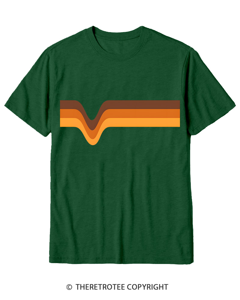 TheRetroTee 1970s Stripes Brown Orange Yellow Cotton T-Shirt