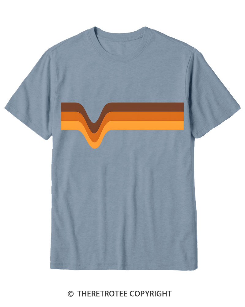 TheRetroTee 1970s Stripes Brown Orange Yellow Cotton T-Shirt