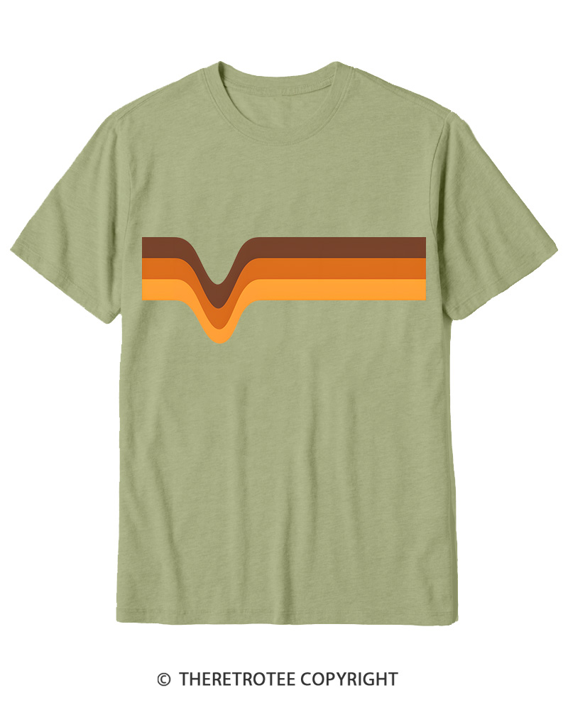 TheRetroTee 1970s Stripes Brown Orange Yellow Cotton T-Shirt