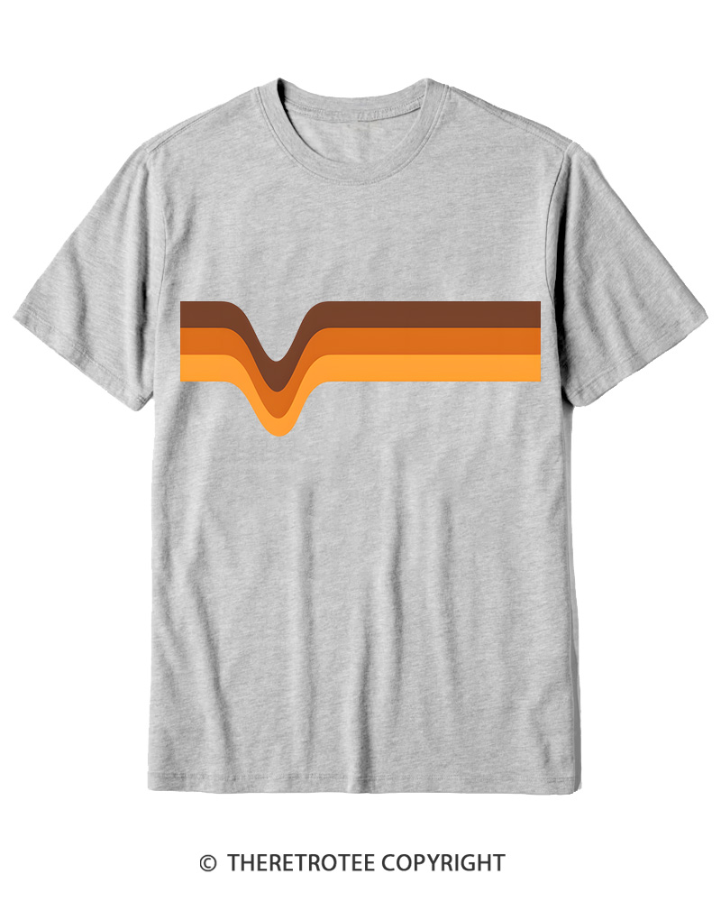 TheRetroTee 1970s Stripes Brown Orange Yellow Cotton T-Shirt