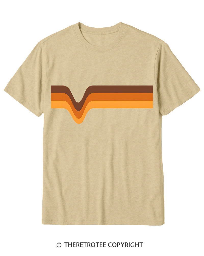 TheRetroTee 1970s Stripes Brown Orange Yellow Cotton T-Shirt