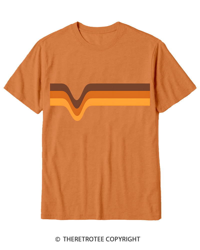 TheRetroTee 1970s Stripes Brown Orange Yellow Cotton T-Shirt