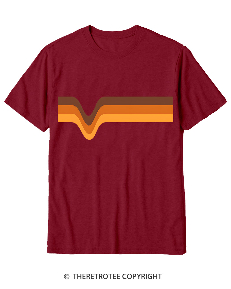 TheRetroTee 1970s Stripes Brown Orange Yellow Cotton T-Shirt