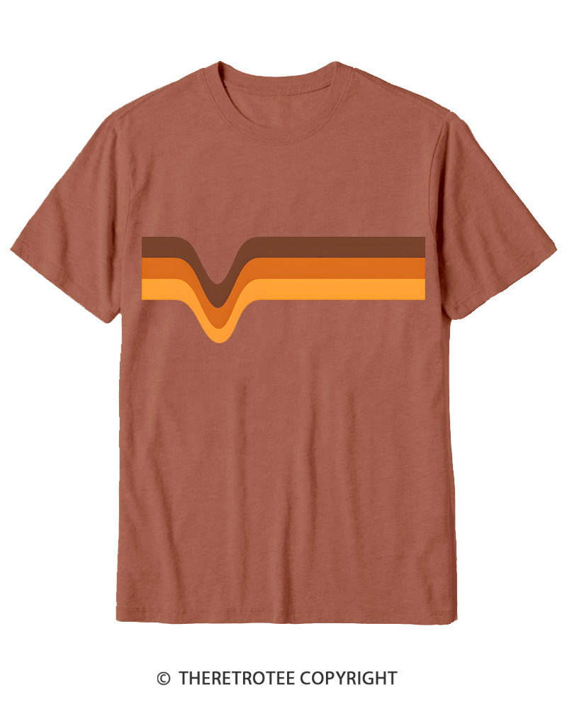 TheRetroTee 1970s Stripes Brown Orange Yellow Cotton T-Shirt