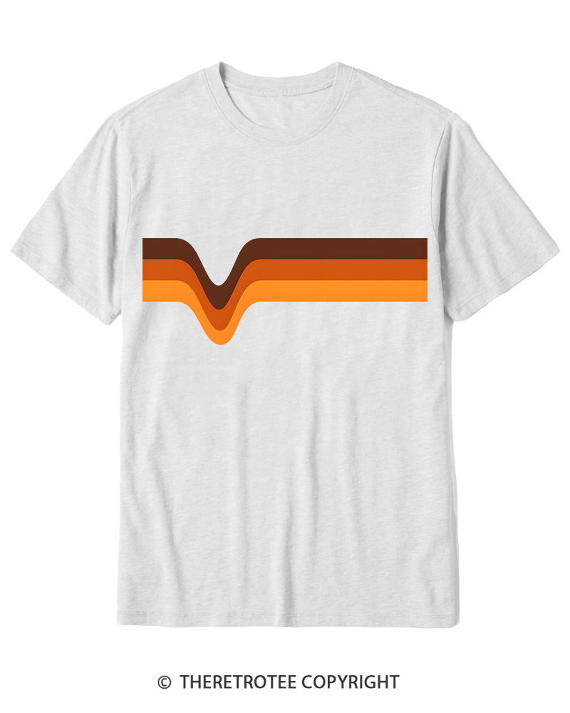 TheRetroTee 1970s Stripes Brown Orange Yellow Cotton T-Shirt