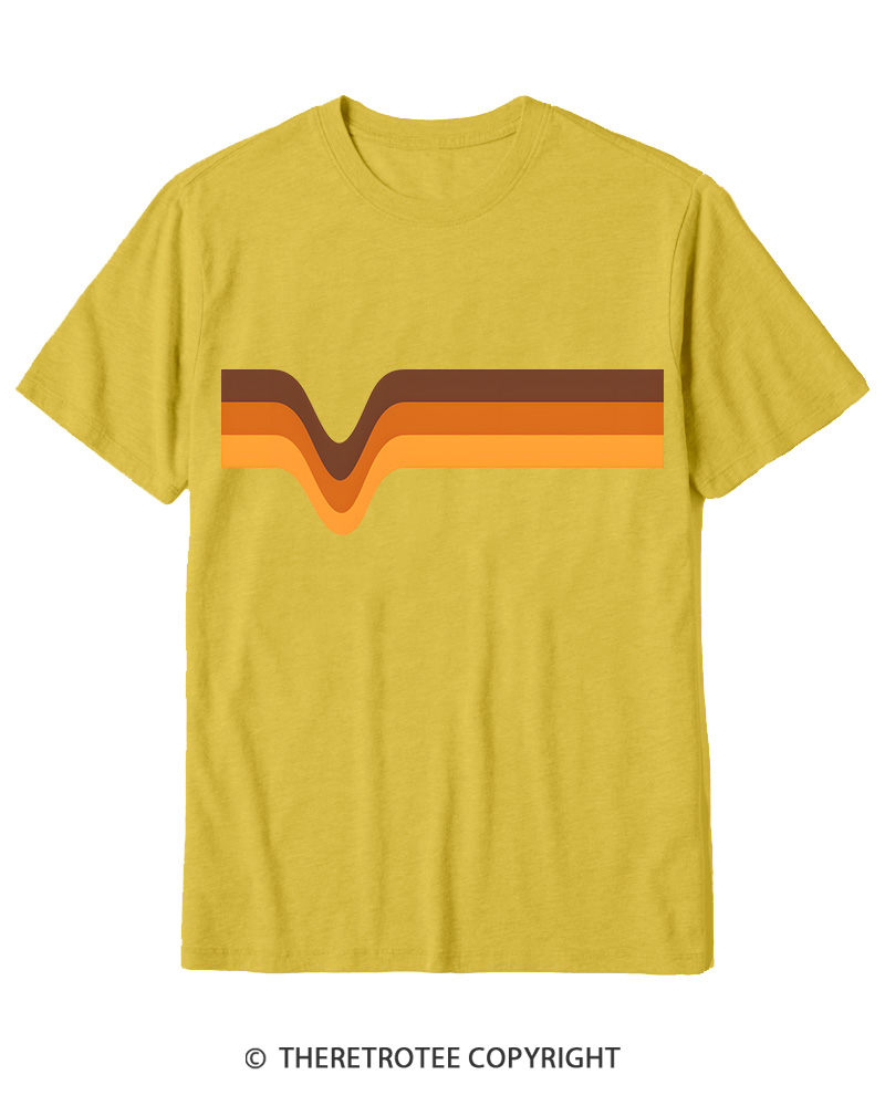 TheRetroTee 1970s Stripes Brown Orange Yellow Cotton T-Shirt