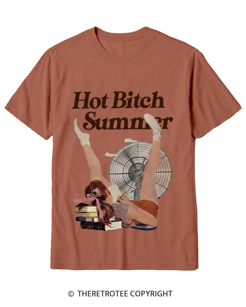 TheRetroTee Hot Bitch Summer Vintage Graphic Cotton T-Shirt
