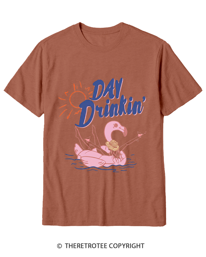 TheRetroTee Day Drinking 1980s Cotton T-Shirt