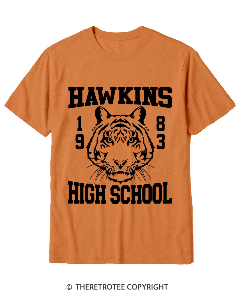 TheRetroTee Hawkins High Tiger 1980s Cotton T-Shirt
