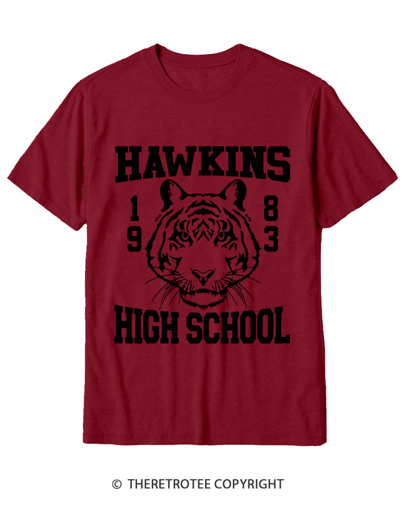 TheRetroTee Hawkins High Tiger 1980s Cotton T-Shirt
