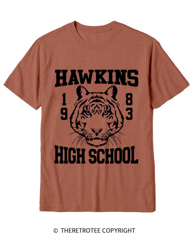 TheRetroTee Hawkins High Tiger 1980s Cotton T-Shirt
