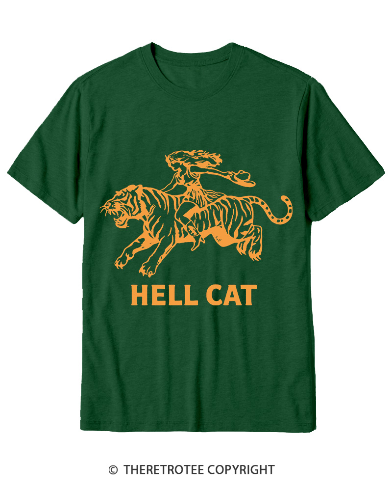 TheRetroTee Cowgirl Hell Cat Cotton T-Shirt