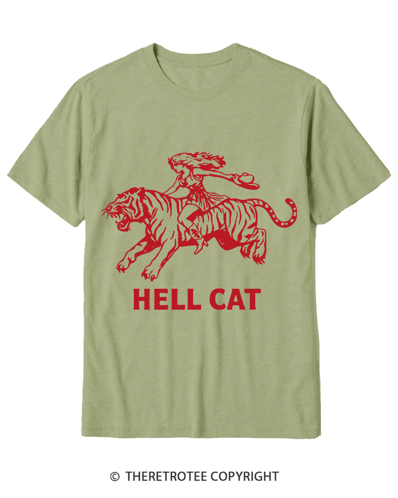 TheRetroTee Cowgirl Hell Cat Cotton T-Shirt