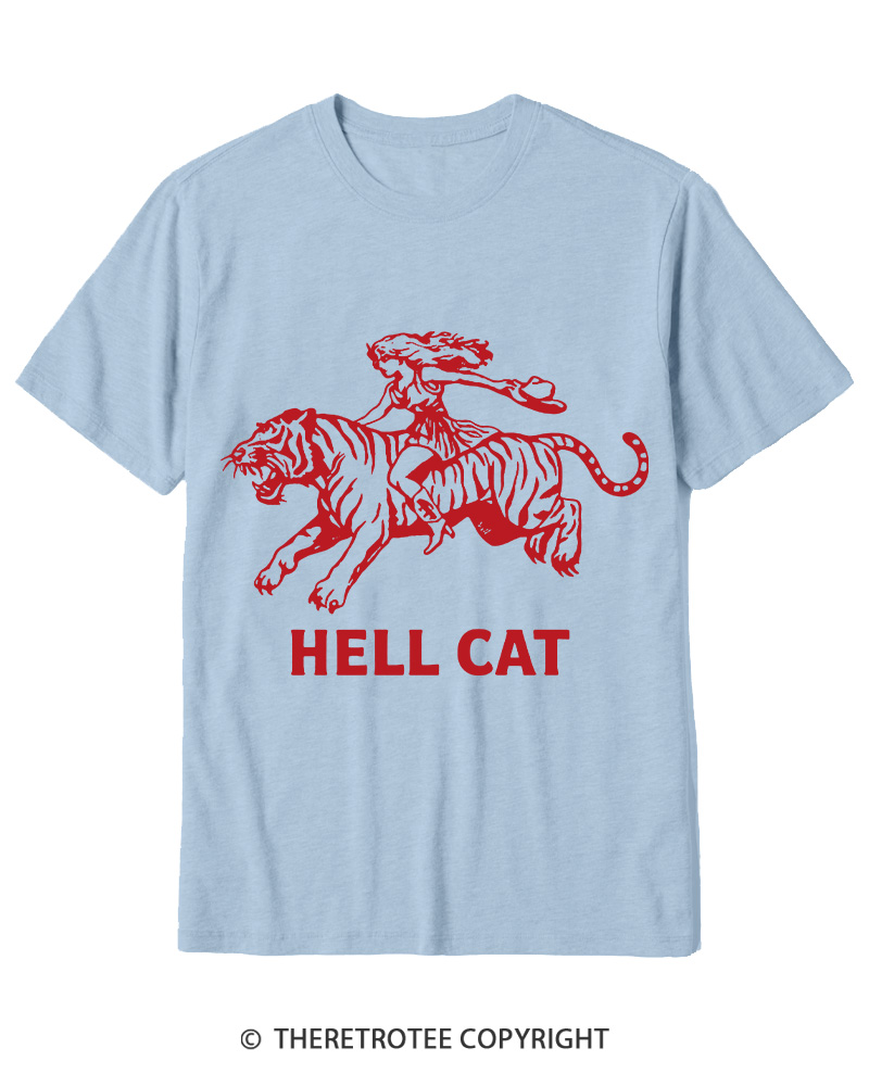 TheRetroTee Cowgirl Hell Cat Cotton T-Shirt