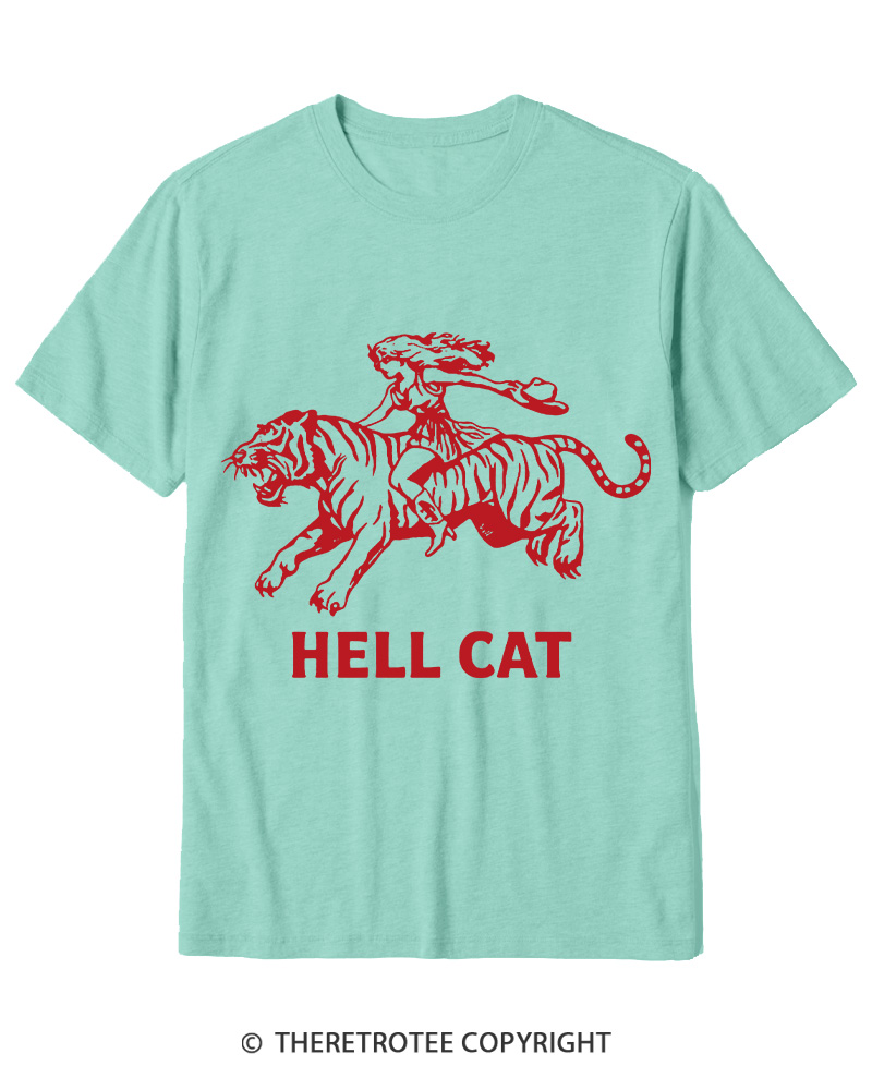 TheRetroTee Cowgirl Hell Cat Cotton T-Shirt