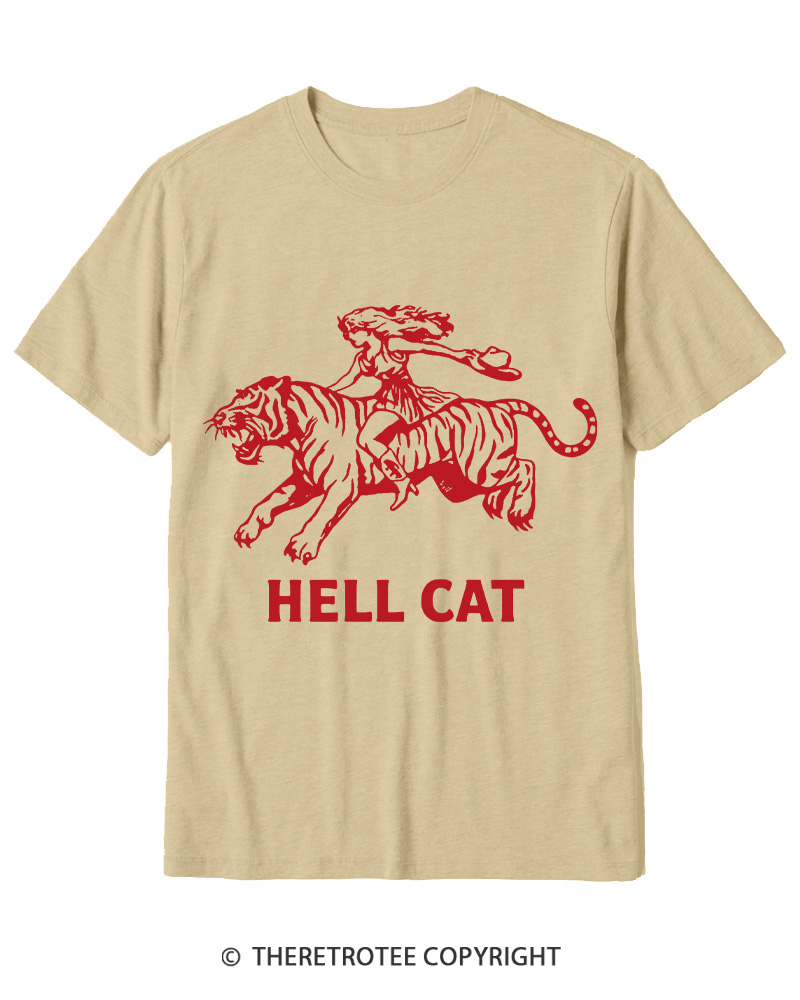 TheRetroTee Cowgirl Hell Cat Cotton T-Shirt