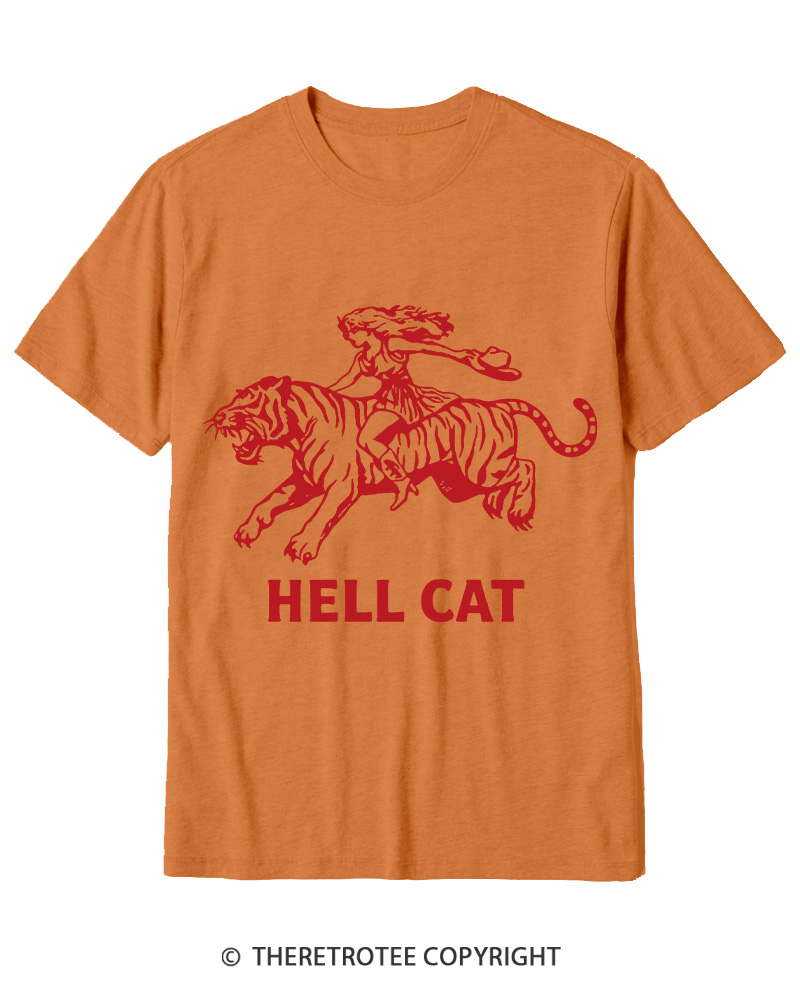 TheRetroTee Cowgirl Hell Cat Cotton T-Shirt