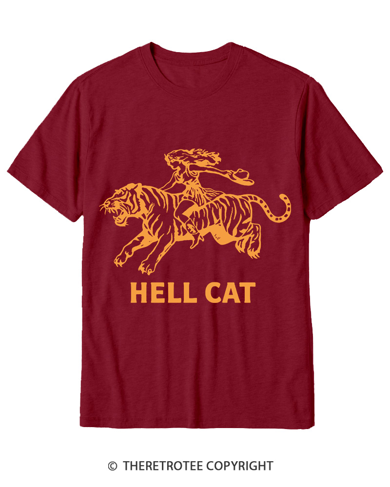 TheRetroTee Cowgirl Hell Cat Cotton T-Shirt