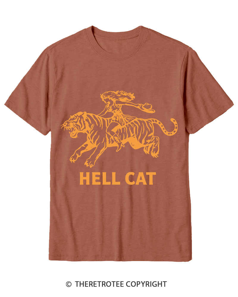 TheRetroTee Cowgirl Hell Cat Cotton T-Shirt