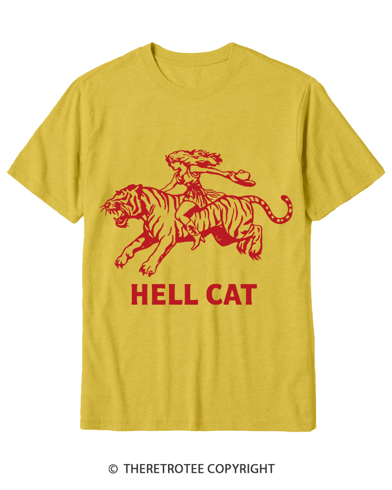TheRetroTee Cowgirl Hell Cat Cotton T-Shirt