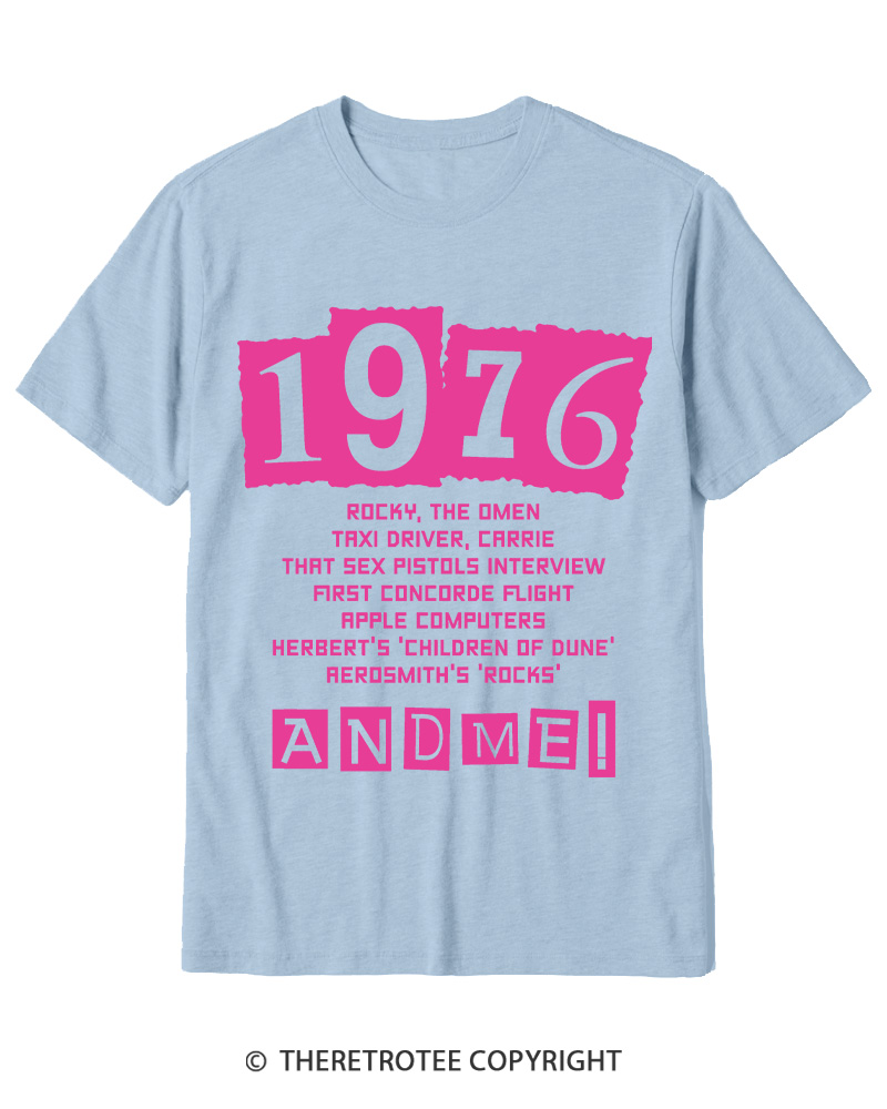 TheRetroTee 1976 Big Events 1970s Cotton T-Shirt Sale