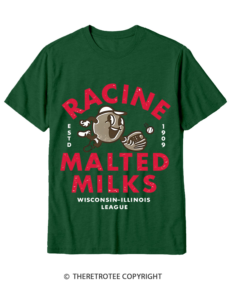 TheRetroTee 1900s Old League Milkman Retro Sports Graphic Cotton T-Shirt