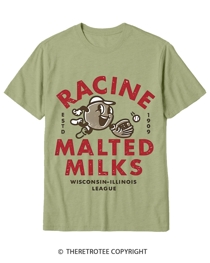 TheRetroTee 1900s Old League Milkman Retro Sports Graphic Cotton T-Shirt