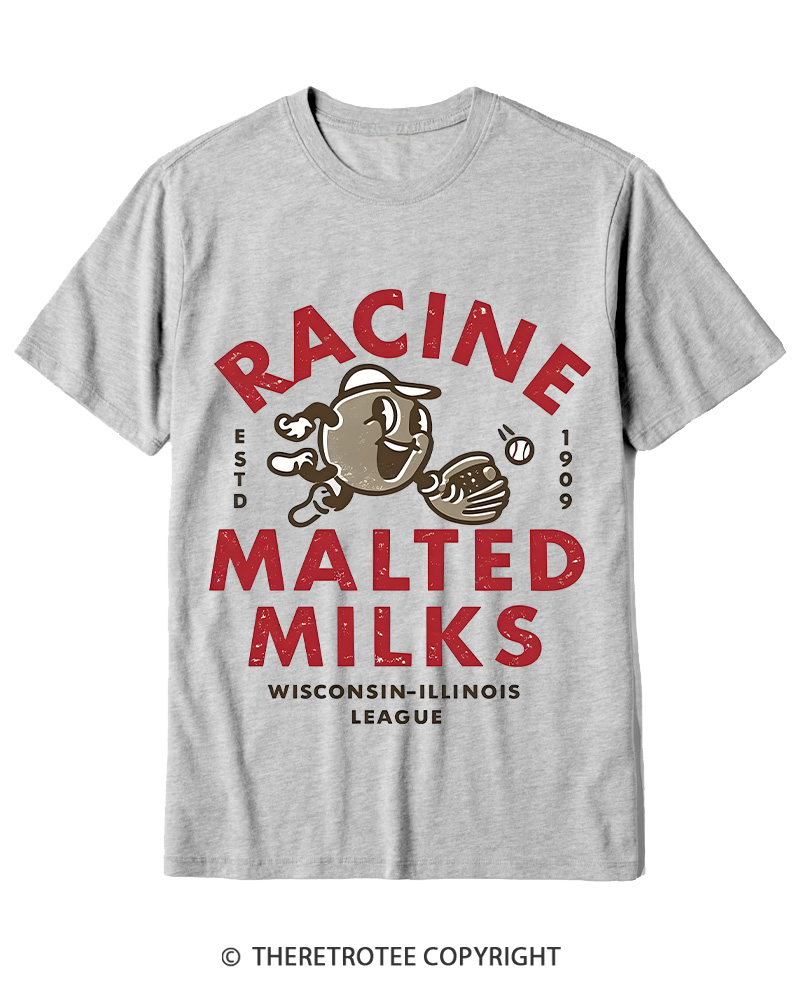 TheRetroTee 1900s Old League Milkman Retro Sports Graphic Cotton T-Shirt