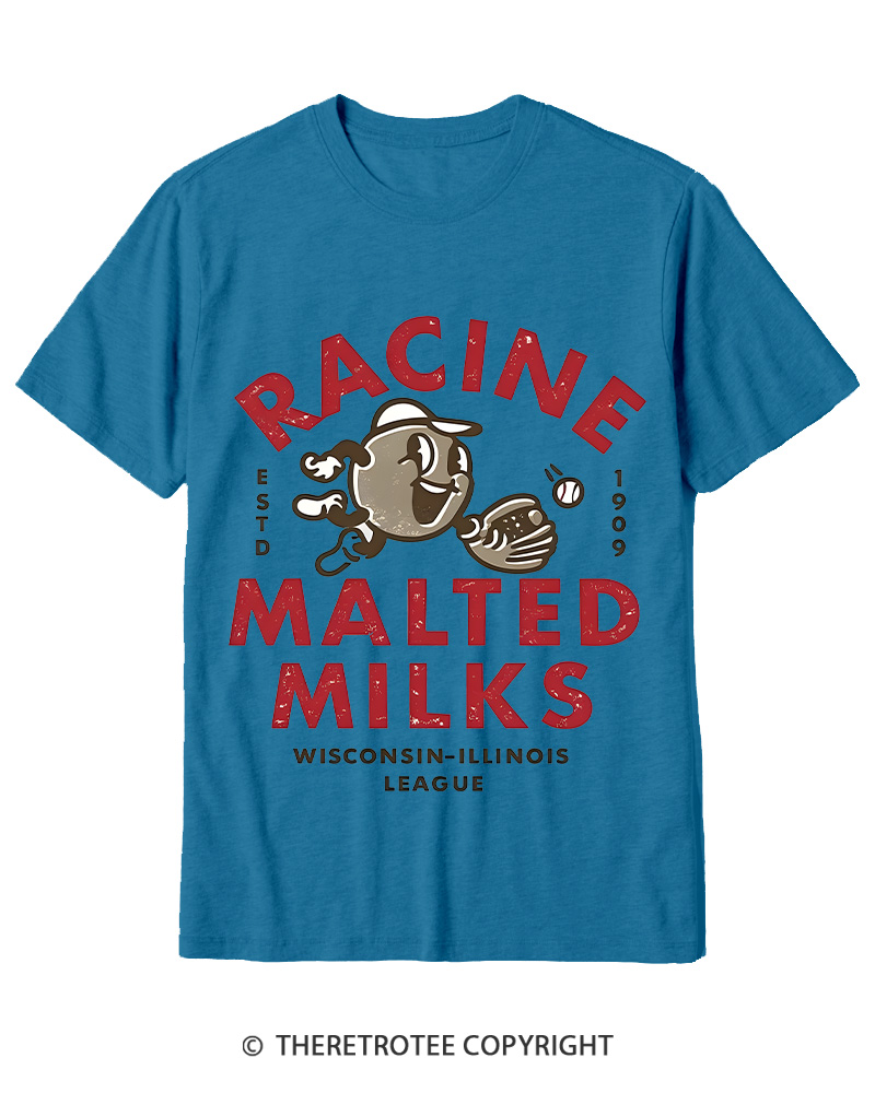 TheRetroTee 1900s Old League Milkman Retro Sports Graphic Cotton T-Shirt