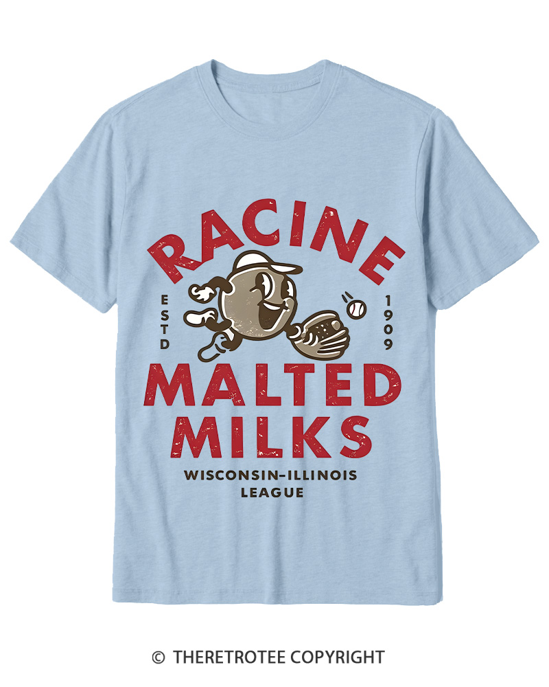 TheRetroTee 1900s Old League Milkman Retro Sports Graphic Cotton T-Shirt