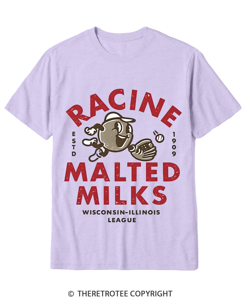 TheRetroTee 1900s Old League Milkman Retro Sports Graphic Cotton T-Shirt