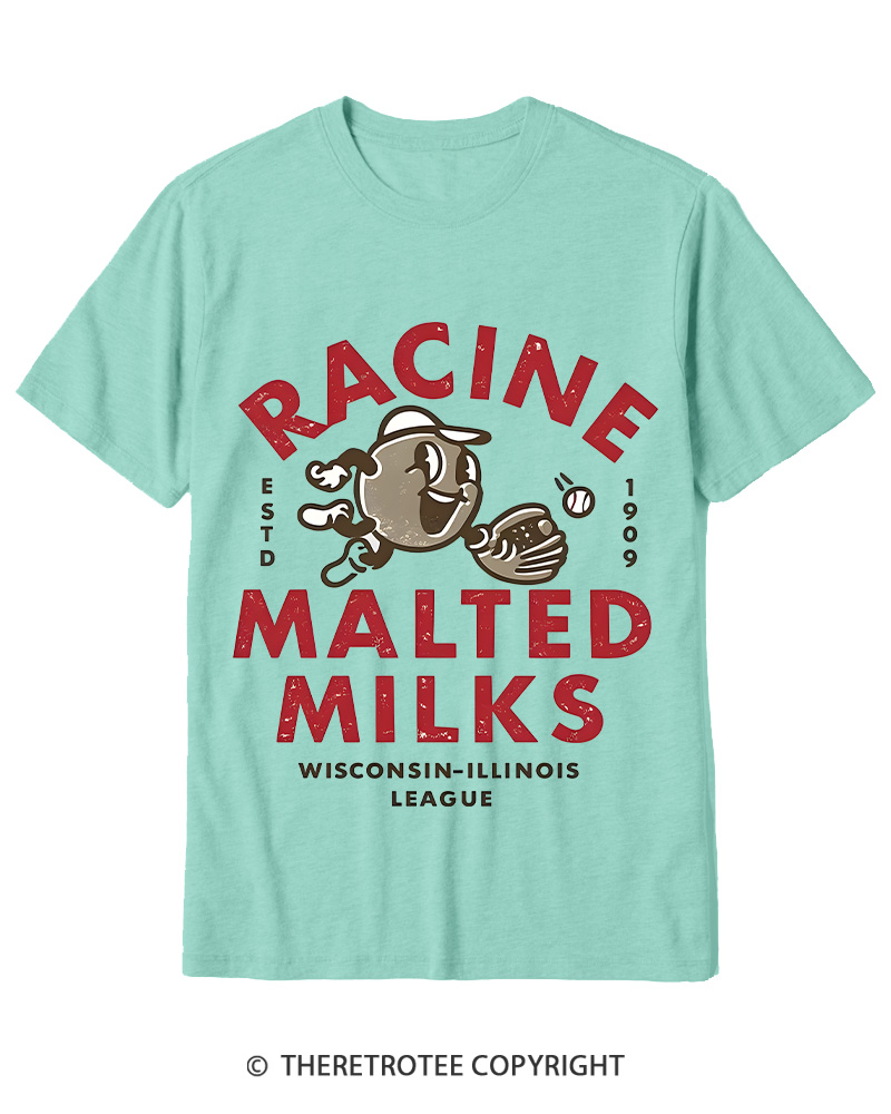 TheRetroTee 1900s Old League Milkman Retro Sports Graphic Cotton T-Shirt