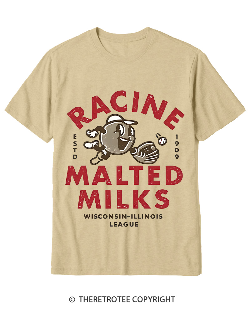 TheRetroTee 1900s Old League Milkman Retro Sports Graphic Cotton T-Shirt