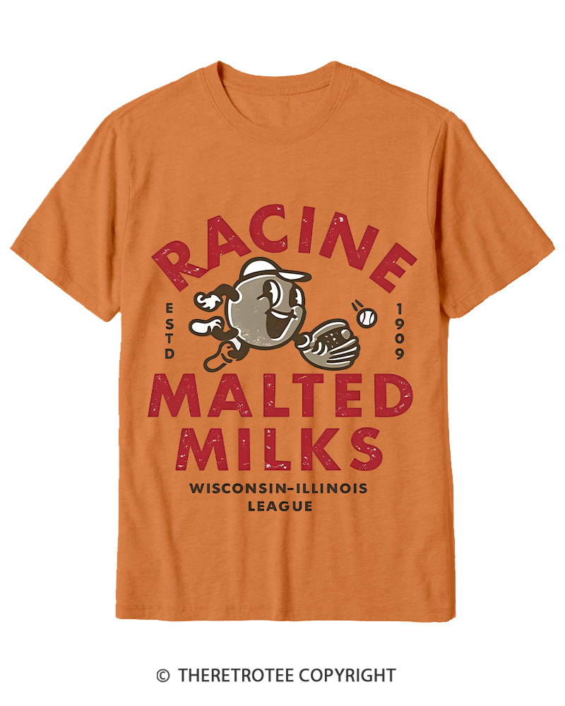 TheRetroTee 1900s Old League Milkman Retro Sports Graphic Cotton T-Shirt