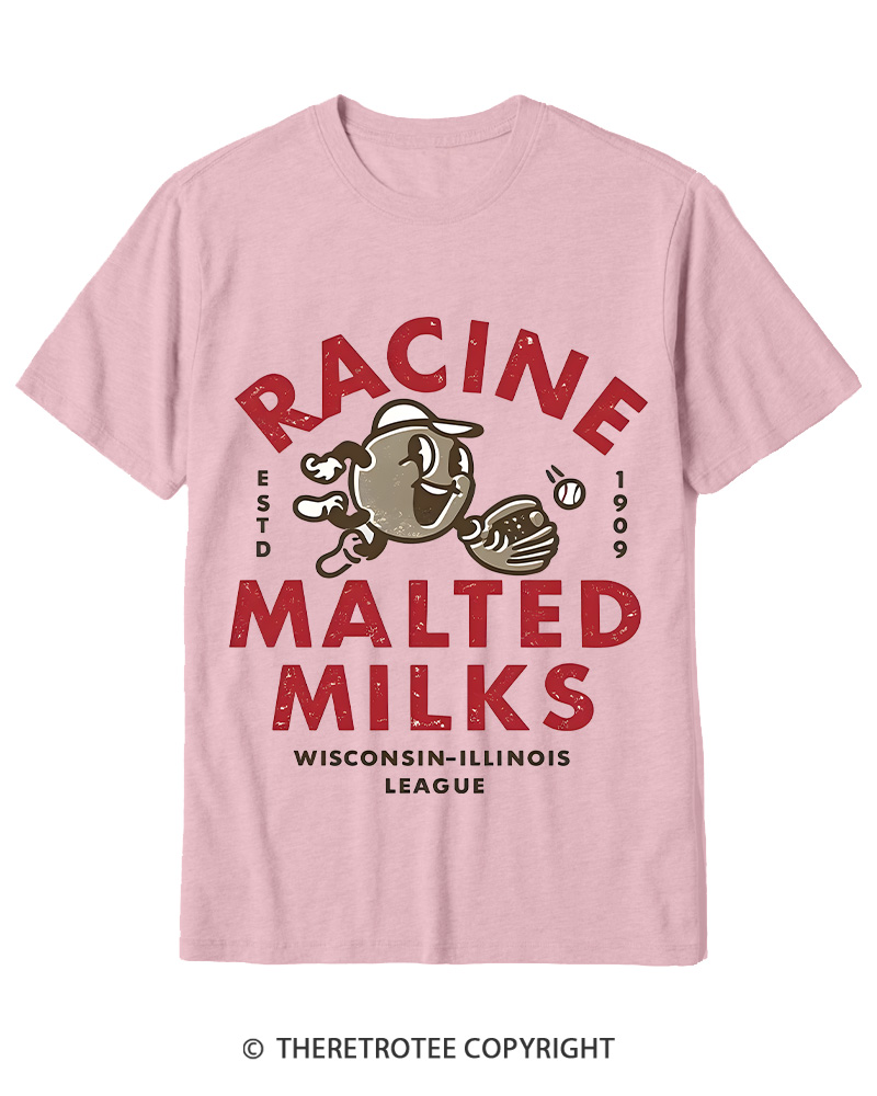 TheRetroTee 1900s Old League Milkman Retro Sports Graphic Cotton T-Shirt