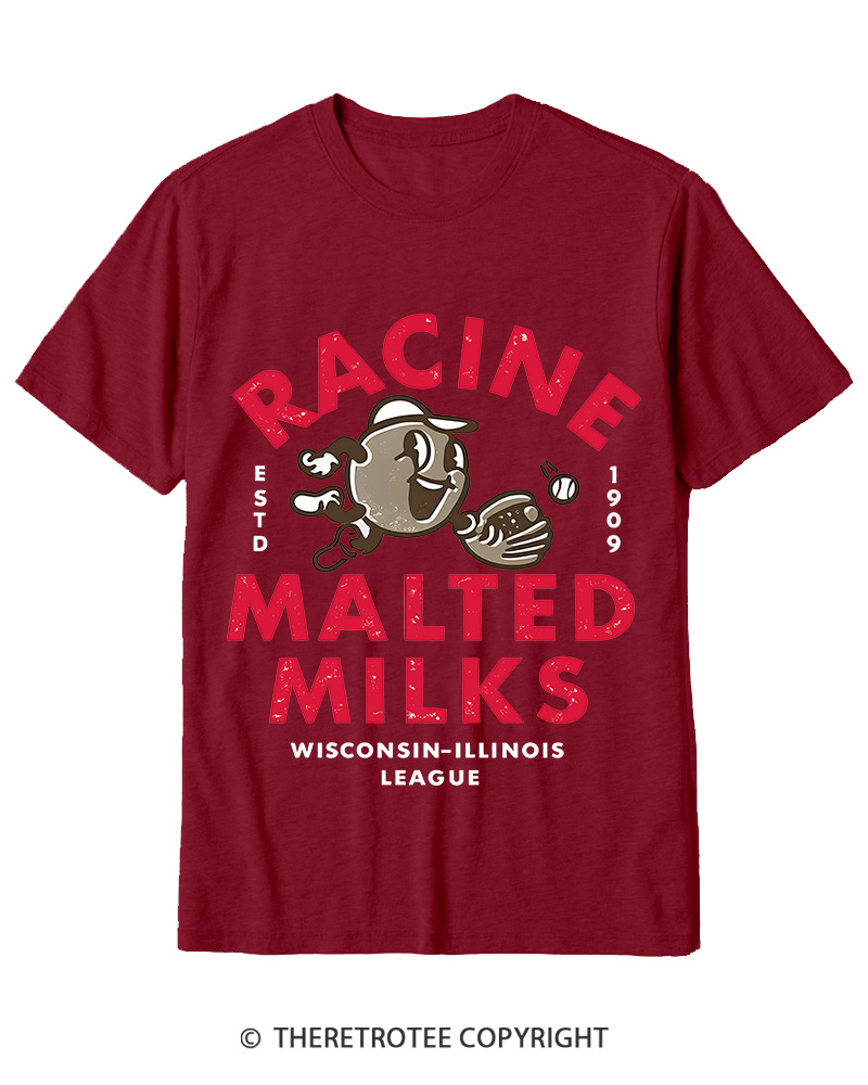TheRetroTee 1900s Old League Milkman Retro Sports Graphic Cotton T-Shirt