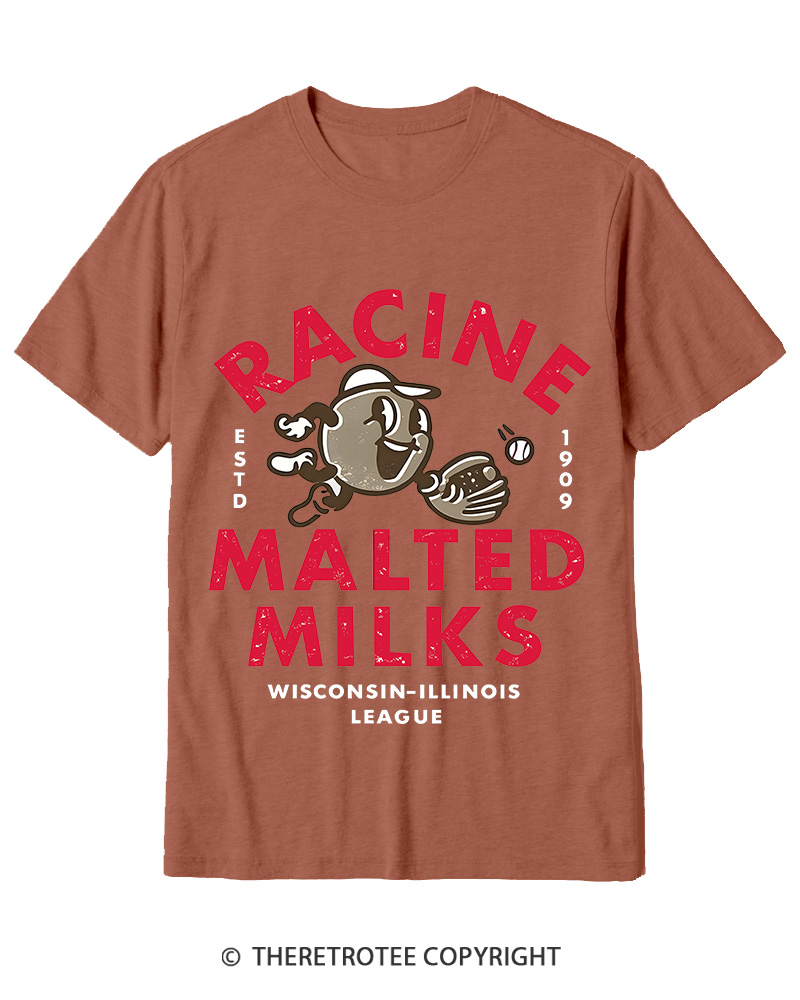 TheRetroTee 1900s Old League Milkman Retro Sports Graphic Cotton T-Shirt