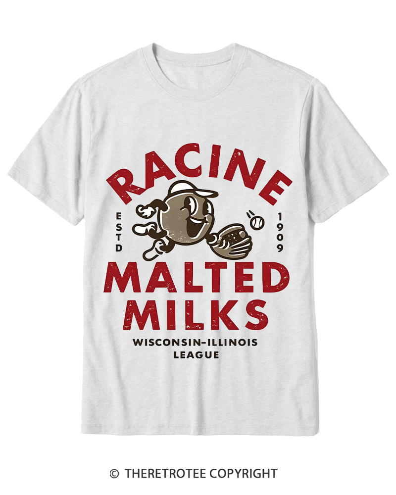 TheRetroTee 1900s Old League Milkman Retro Sports Graphic Cotton T-Shirt