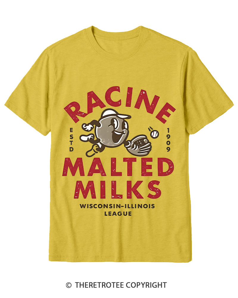 TheRetroTee 1900s Old League Milkman Retro Sports Graphic Cotton T-Shirt