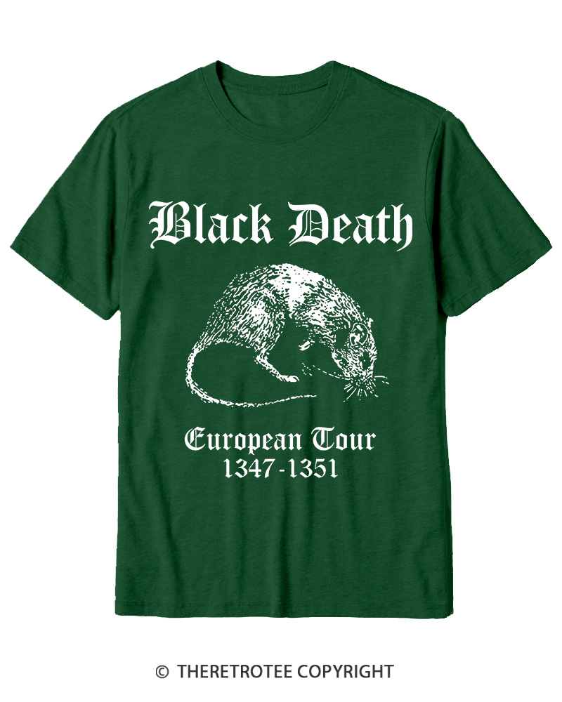 TheRetroTee Black Death European Tour Gothic Horror Cotton T-Shirt