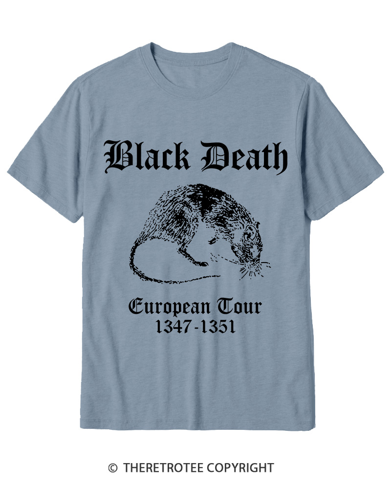 TheRetroTee Black Death European Tour Gothic Horror Cotton T-Shirt
