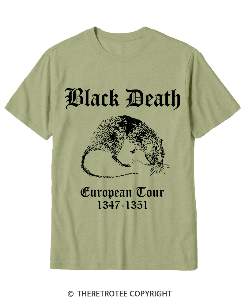 TheRetroTee Black Death European Tour Gothic Horror Cotton T-Shirt