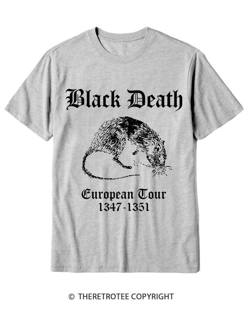 TheRetroTee Black Death European Tour Gothic Horror Cotton T-Shirt