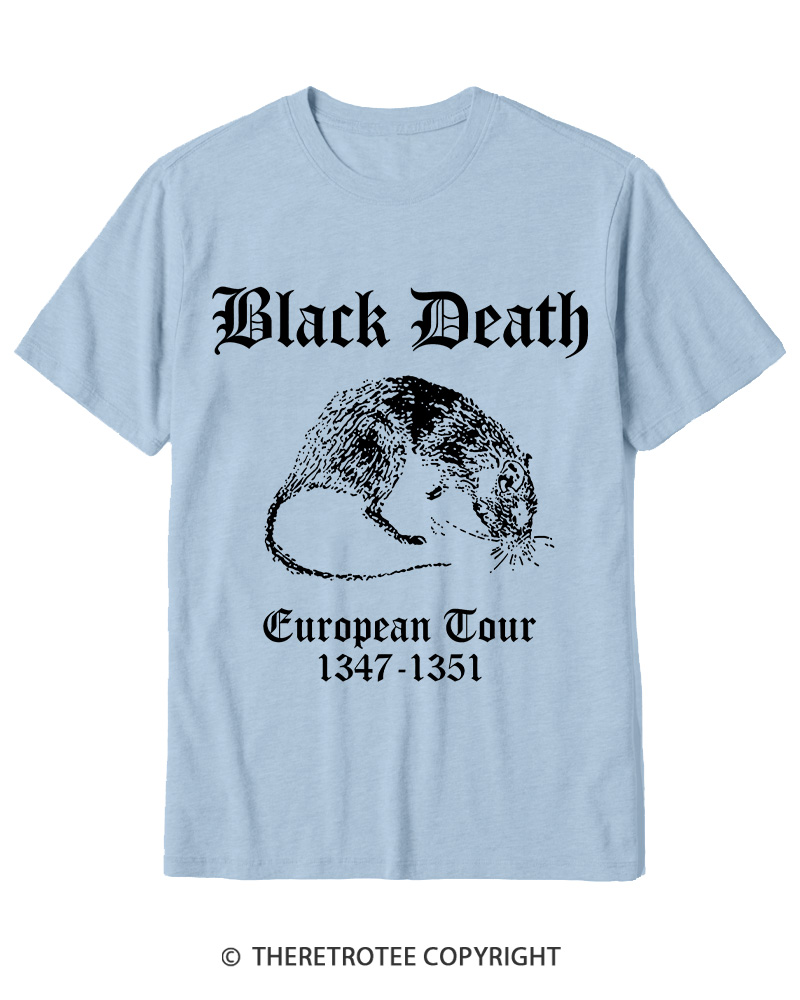 TheRetroTee Black Death European Tour Gothic Horror Cotton T-Shirt