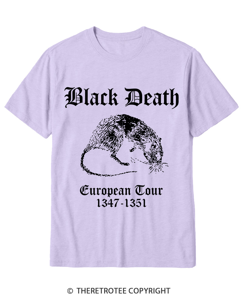 TheRetroTee Black Death European Tour Gothic Horror Cotton T-Shirt
