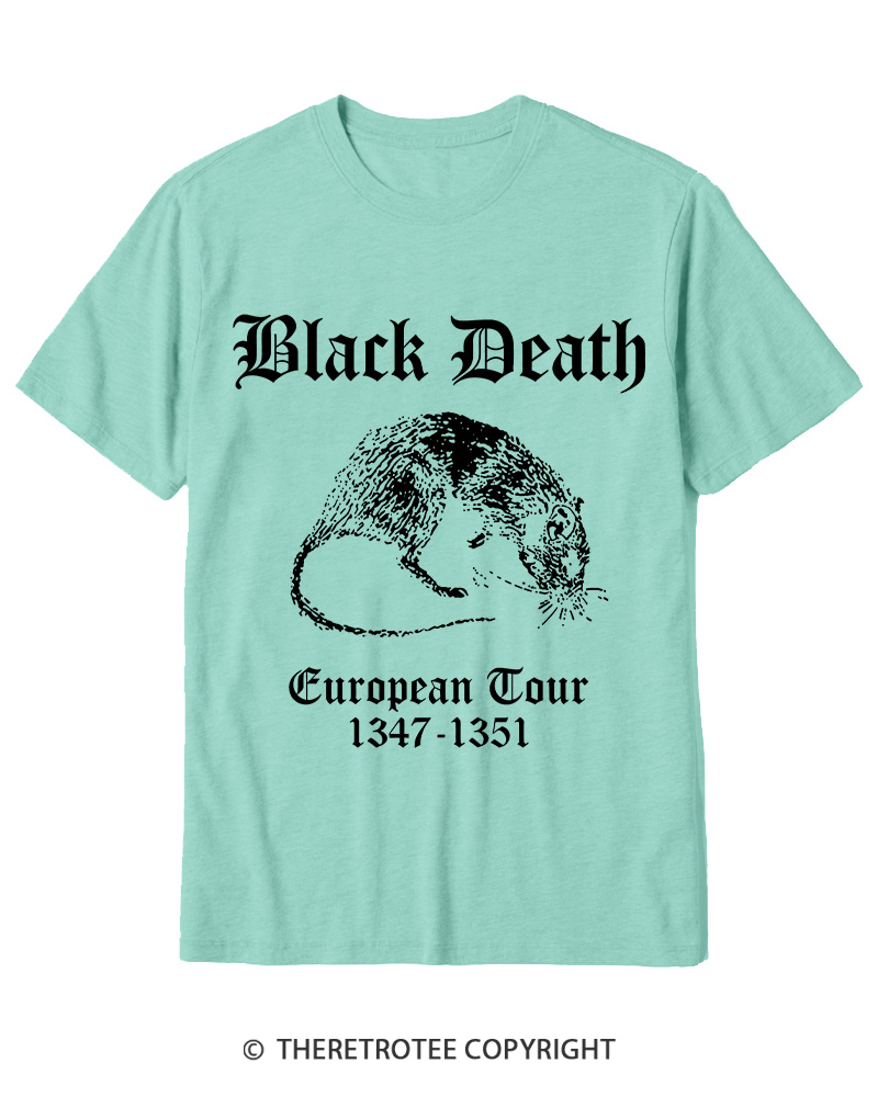 TheRetroTee Black Death European Tour Gothic Horror Cotton T-Shirt