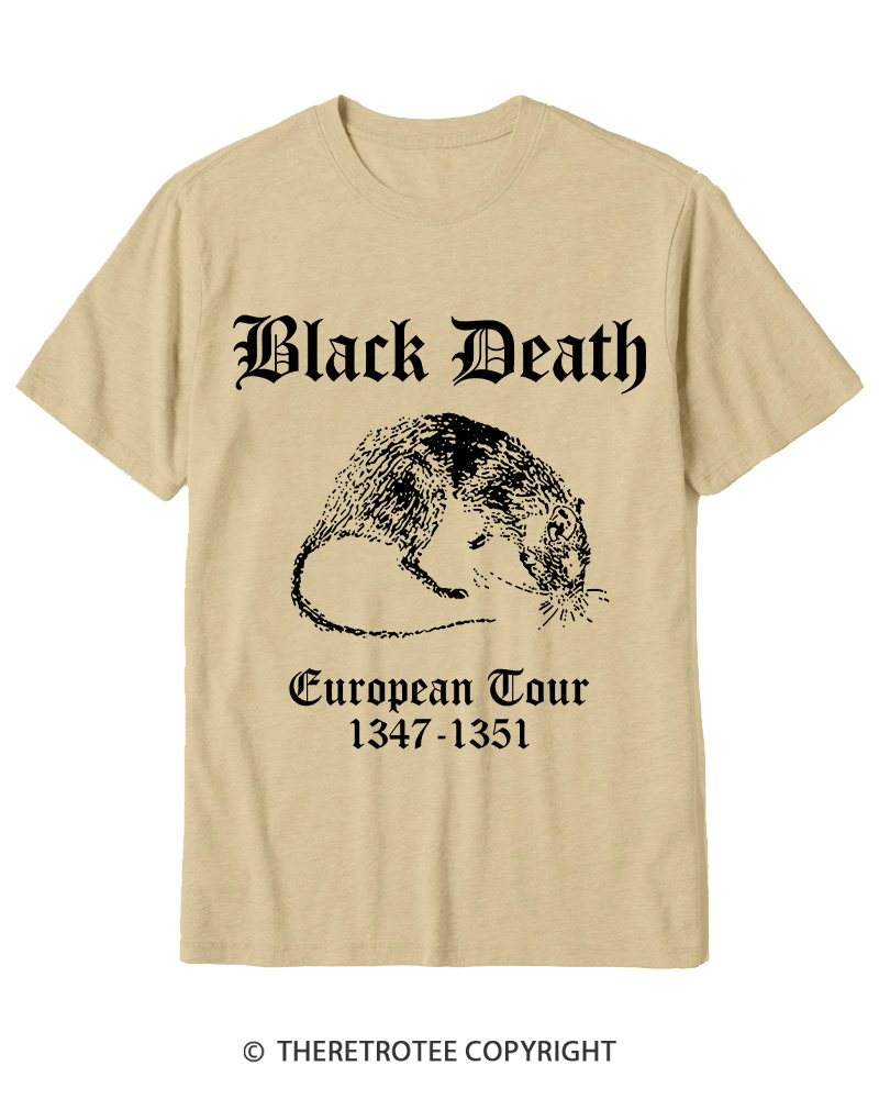 TheRetroTee Black Death European Tour Gothic Horror Cotton T-Shirt