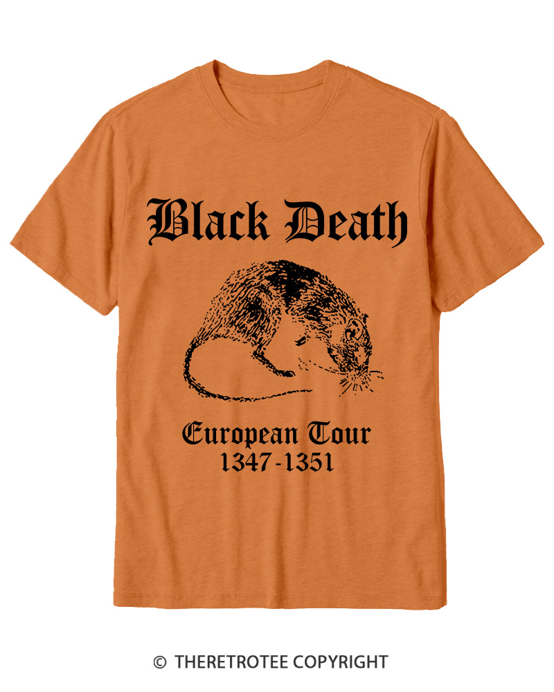 TheRetroTee Black Death European Tour Gothic Horror Cotton T-Shirt