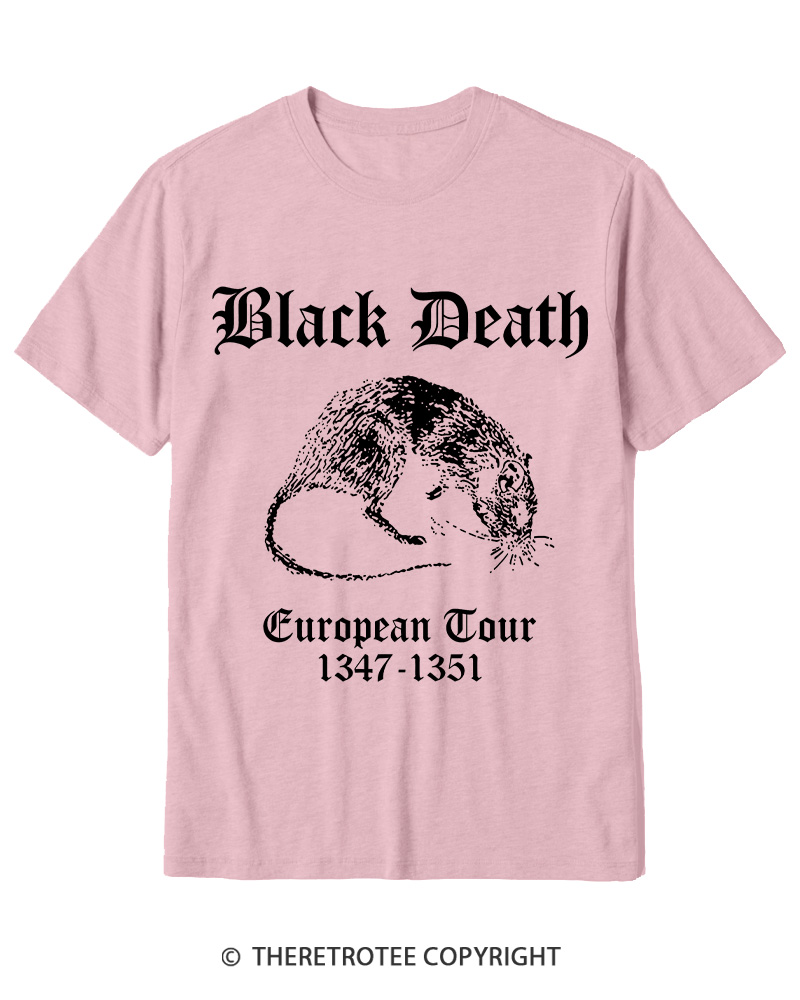 TheRetroTee Black Death European Tour Gothic Horror Cotton T-Shirt