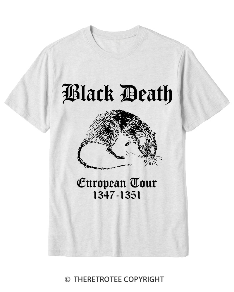 TheRetroTee Black Death European Tour Gothic Horror Cotton T-Shirt